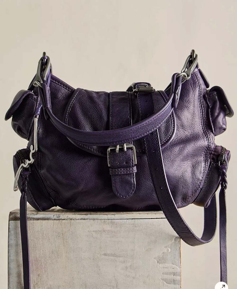 Free People We The Free Purple Leather Asher Shoulder Bag NWT
